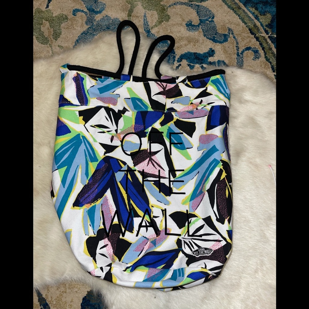 Vans Off The Wall Cinch Bag 14l Washed Cotton Bag Beach Travel Cinch Bag $45
